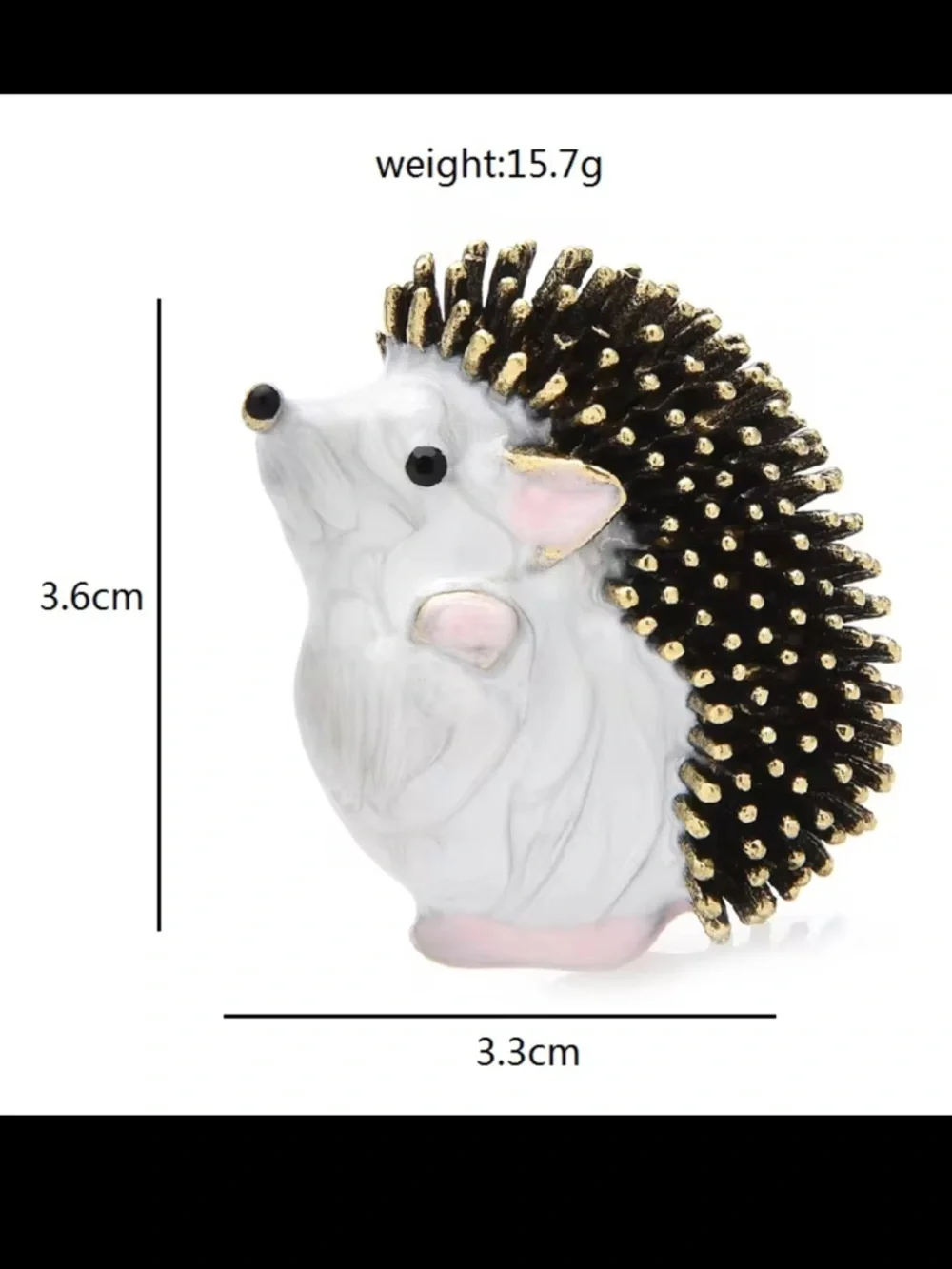 Cute Hedgehog Whimsical Gold Animal Brooch